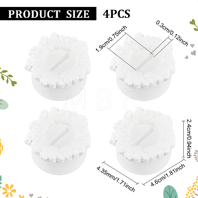 Flower Shaped Gesso Ring Display Stands ODIS-WH0029-98-1