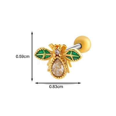 Brass Micro Pave Clear Cubic Zirconia Bees Cartilage Earrings WG7D5C2-06-1