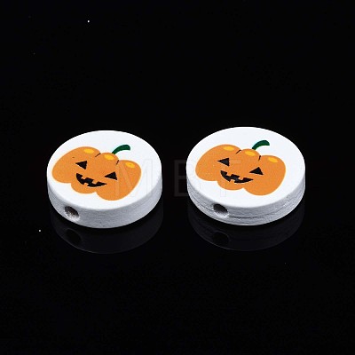 Halloween Printed Natural Wood Beads WOOD-T021-92-1