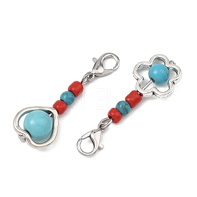 16Pcs 4 Styles Synthetic Turquoise Pendant Decorations HJEW-JM04856-1