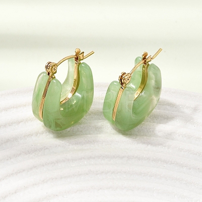 304 Stainless Steel Enamel Hoop Earrings SA-CBA0141-04G-1