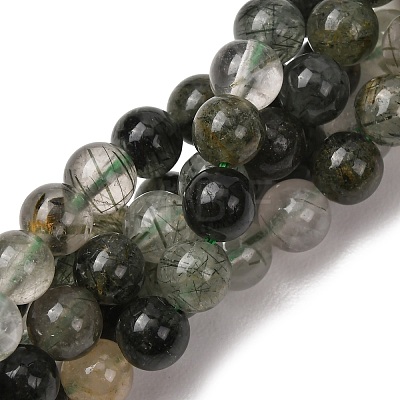 Natural Green Rutilated Quartz Beads Strands G-E561-14-6mm-1