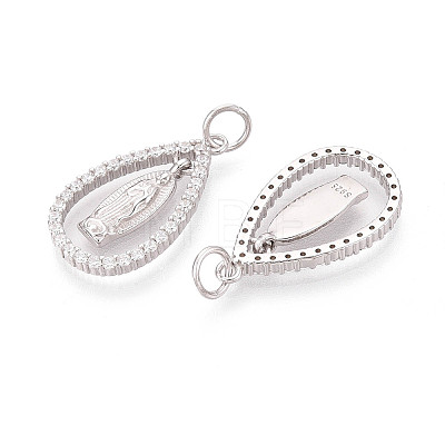 925 Sterling Silver Micro Pave Clear Cubic Zirconia Religion Pendants STER-N016-107P-1
