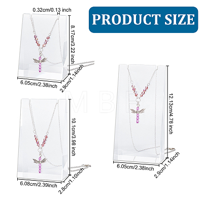 3Pcs 3 Sizes Transparent Acrylic Necklace Display Stands NDIS-WH0009-18-1