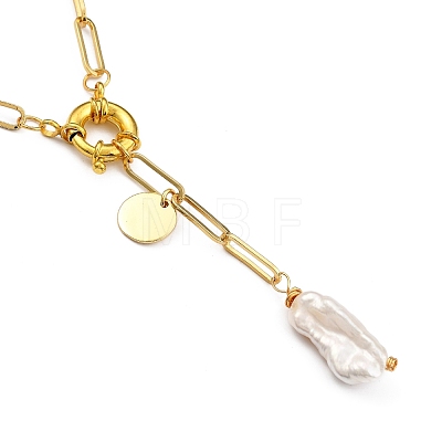 Natural Baroque Pearl Keshi Pearl Lariat Necklaces NJEW-JN03042-1