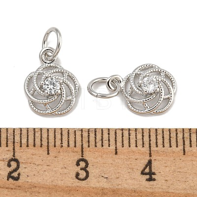 Rack Plating Brass Micro Pave Clear Cubic Zirconia Charms KK-U030-21P-1