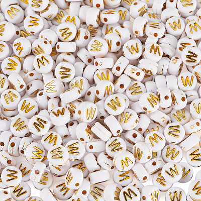 500Pcs Plating Acrylic Beads PACR-TADJ0001-01W-1