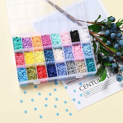 240G 24 Colors Handmade Polymer Clay Beads CLAY-JP0001-07-6mm-1