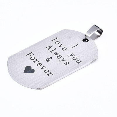 Non-Tarnish 201 Stainless Steel Quote Pendants STAS-T044-225P-1