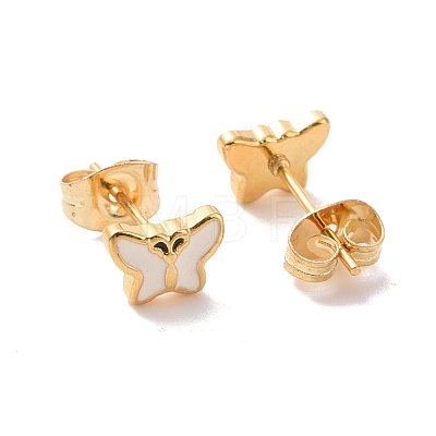 Enamel Butterfly Stud Earrings with 316L Surgical Stainless Steel Pins EJEW-P204-04G-04-1