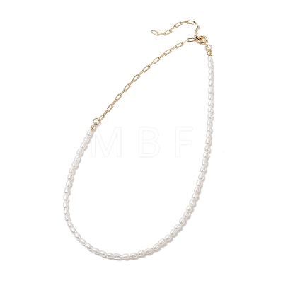 Natural Cultured Freshwater Pearl Rice Beaded Necklaces NJEW-JN05688-1