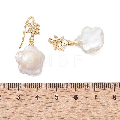 Flower Natural Keshi Pearl Dangle Earrings EJEW-JE06979-1