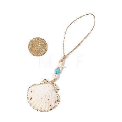Electroplate Sea Shell Pendant Decorations HJEW-JM04566-1