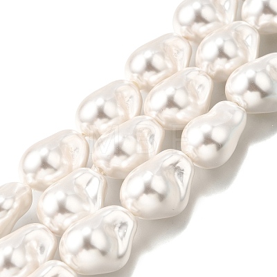 Electroplate Porcelain Imitation Pearl Beads Strands PORC-K009-01C-1
