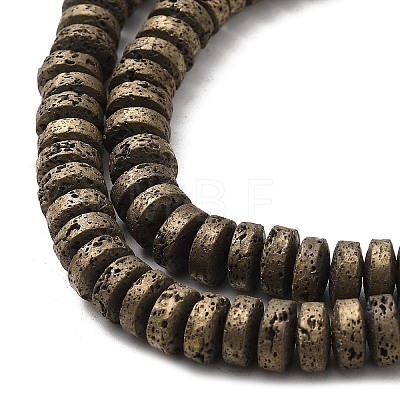 Electroplated Natural Lava Rock Beads Strands G-Q1009-F01-01F-1