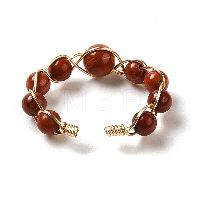 Adjustable Natural Carnelian with Brass Rings G-B075-01G-10-1