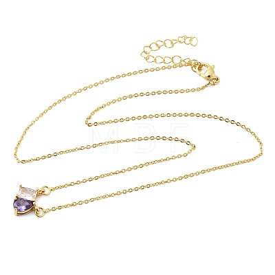 Brass Pave Cubic Zirconia Rectangle & Teardrop Pendant Cable Chain Necklaces KK-CBAB173-05G-07-1
