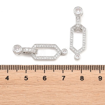 Brass Micro Pave Clear Cubic Zirconia Fold Over Clasps KK-U059-69P-1