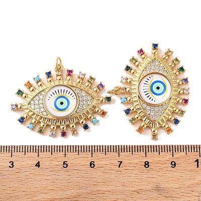 Rack Plating Brass Micro Pave Cubic Zirconia Pendants KK-H486-24G-05-1