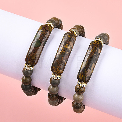 Natural Ocean Jasper Beads Stretch Bracelets BJEW-T022-04C-1