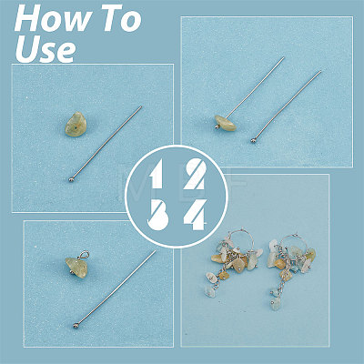   400Pcs 304 Stainless Steel Ball Head Pins for Craft Jewelry Making STAS-PH0004-92-1