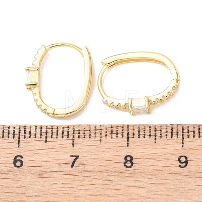 Oval 925 Sterling Silver Micro Pave Clear Cubic Zirconia Hoop Earrings EJEW-K317-09G-1