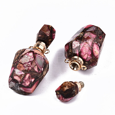 Assembled Synthetic Bronzite and Imperial Jasper Openable Perfume Bottle Pendants G-S366-058F-1