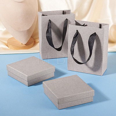 2Pcs Square Paper Jewelry Display Cases CON-TA0001-39F-02-1