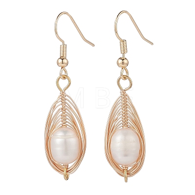 Natural Pearl Teardrop Dangle Earrings EJEW-JE05091-02-1