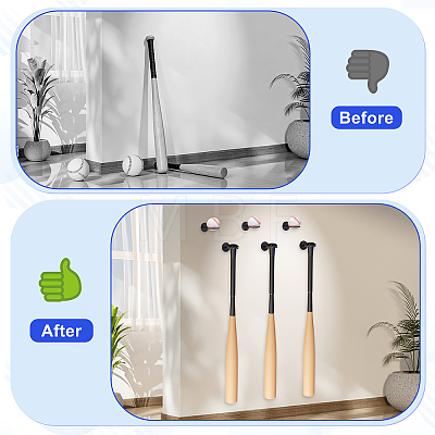12 Bags 2 Styles Wall Mounted Iron Baseball Storage Holder AJEW-WA0004-06-1