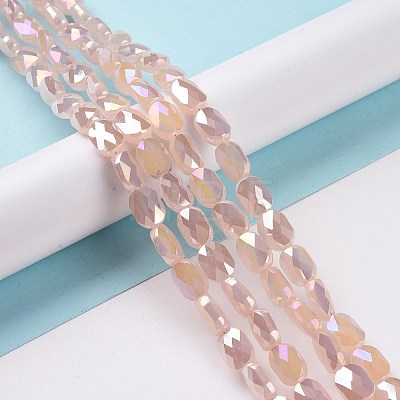Faceted Electroplated Glass Beads Strands GLAA-G092-C01-1