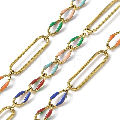 304 Stainless Steel Enamel Figaro Chains CHS-U003-02G-01-1