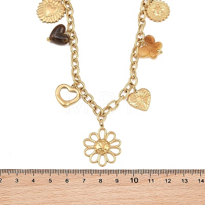 304 Stainless Steel & Resin Multi-Pendant Bib Necklaces for Women SA-CBA717A-03G-02-1