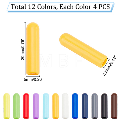  48pcs 12 Colors Plastic Aglets for Shoelaces KY-PH0001-69-1