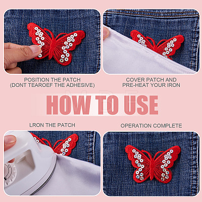40Pcs 4 Styles Polyester Embroider Thread Iron on/Sew On Patches PATC-TA0001-45A-1