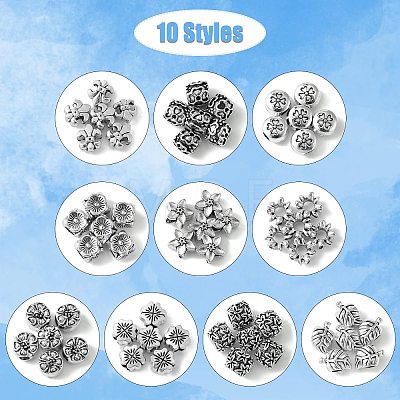 60Pcs 10 Styles Tibetan Style Alloy European Beads TIBE-CJ0001-26-1