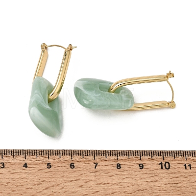304 Stainless Steel Resin Hoop Dangle Earrings SA-CBA0141-01G-1