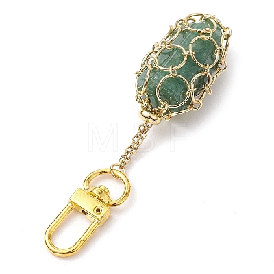 304 Stainless Steel Chain Pouch Natural Gemstone Pendant Decorations HJEW-JM01888-02-1