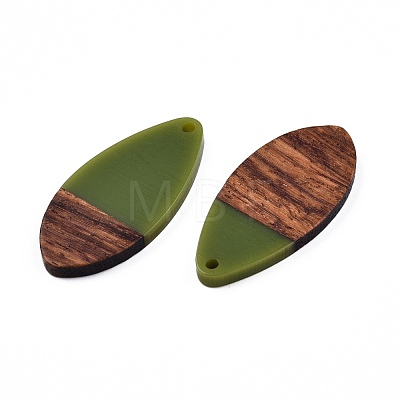 Opaque Resin & Walnut Wood Pendants RESI-N025-032-B02-1
