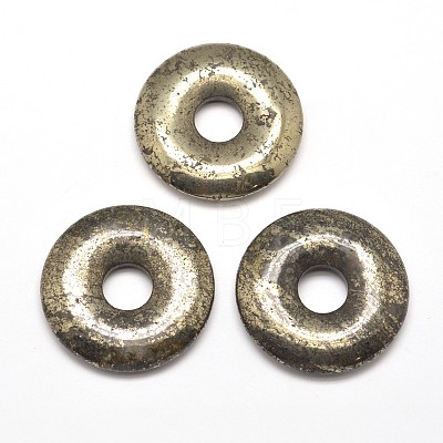 Donut/Pi Disc Natural Pyrite Pendants G-I125-33A-1