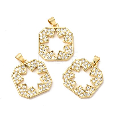 Rack Plating Brass Micro Pave  Cubic Zirconia Pendants KK-B068-34G-1