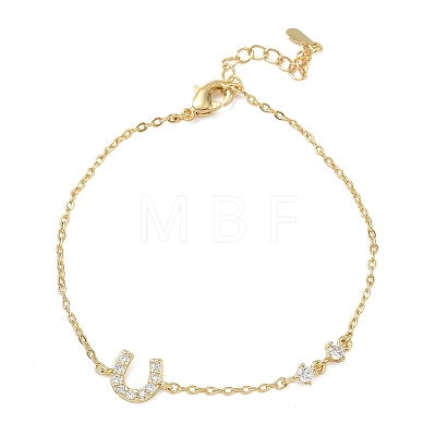 Brass Micro Pave Clear Cubic Zirconia Link Bracelets BJEW-E114-01D-G-1