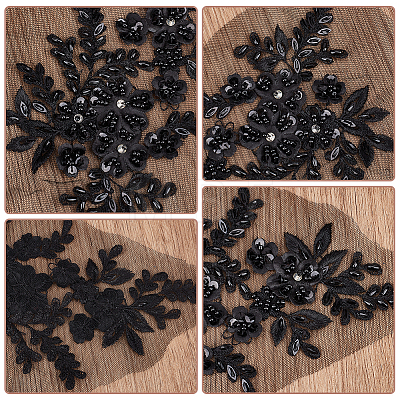 Gorgecraft 1 Pair 3D Flower Polyester Embroidery Sew on Appliques PATC-GF0001-37A-1