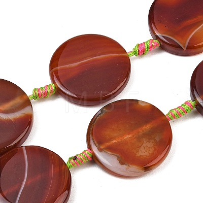 Natural Banded Agate Coin Beads Strands GG-CBAE0EB-06F-1