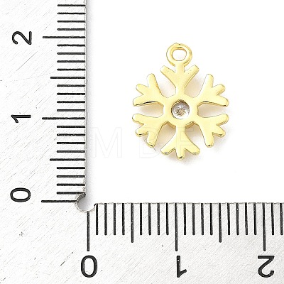 Christmas Brass Pave Clear Cubic Zirconia Charms KK-G548-04G-1