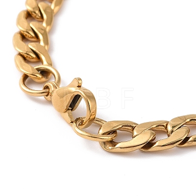 Vacuum Plating 304 Stainless Steel Cuban Link Chain Bracelet for Men Women BJEW-E031-07G-1
