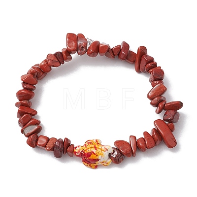 Natural Red Jasper Chips Beads Stretch Bracelets BJEW-JB11245-01-1