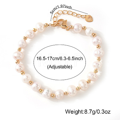 Elegant Natural Freshwater Pearl & Brass Beaded Bracelets for Women EN4357-1-1