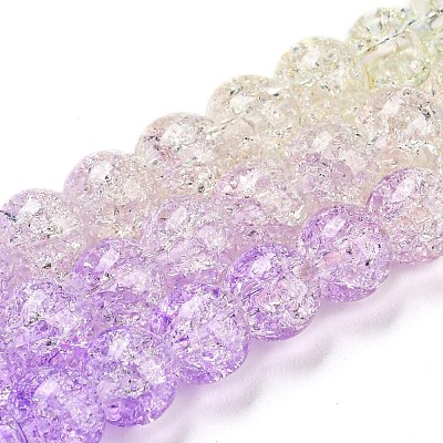 Spray Painted Crackle Glass Beads Strands DGLA-C002-6mm-07-1