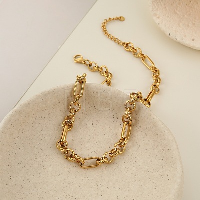 304 Stainless Steel Figaro Chains Necklaces for Women SA-CBA4051-11G-1